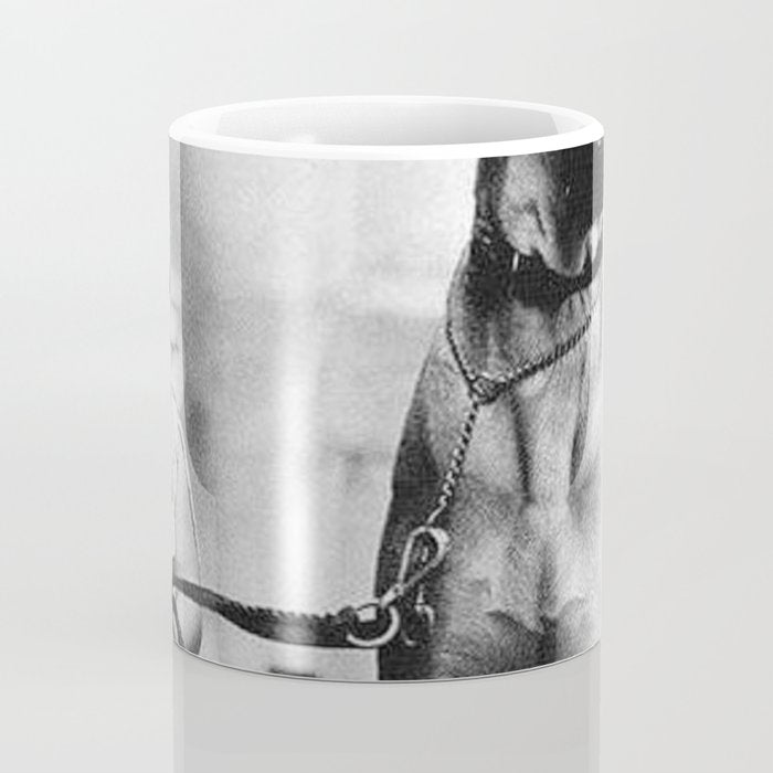 The Happiness of Little Girls and Great Danes black and white photograph Coffee Mug Gallery Image 4
