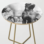 The Happiness of Little Girls and Great Danes black and white photograph Side Table Gallery Image 2