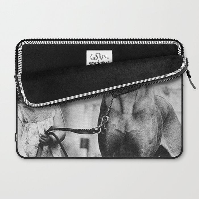 The Happiness of Little Girls and Great Danes black and white photograph Laptop Sleeve Gallery Image 2