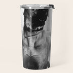 The Happiness of Little Girls and Great Danes black and white photograph Travel Mug Gallery Image 2