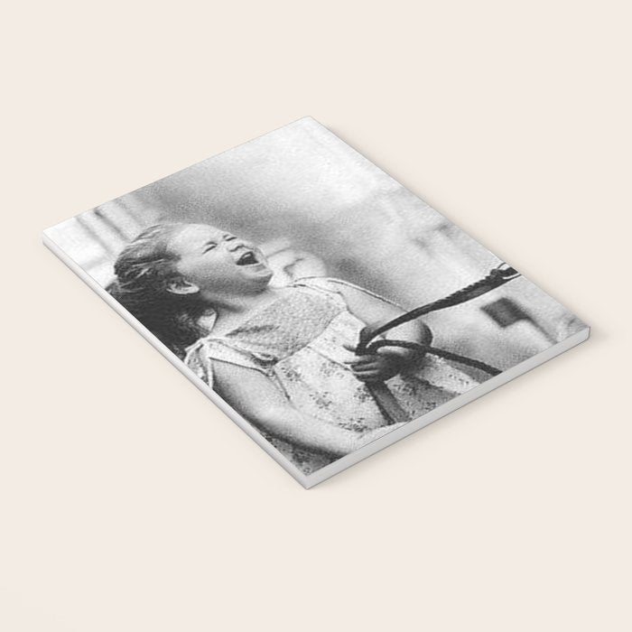 The Happiness of Little Girls and Great Danes black and white photograph Notebook Gallery Image 3