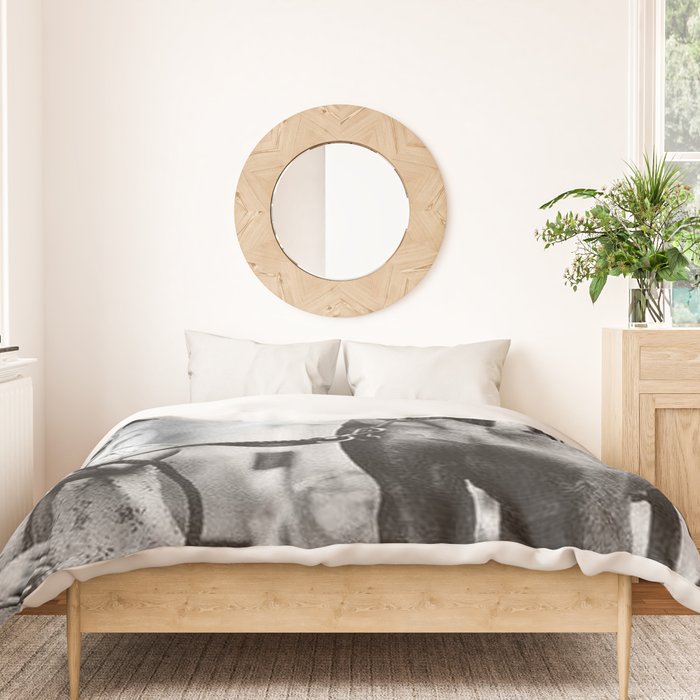 The Happiness of Little Girls and Great Danes black and white photograph Duvet Cover Gallery Image 3