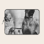 The Happiness of Little Girls and Great Danes black and white photograph Laptop Sleeve Gallery Image 1