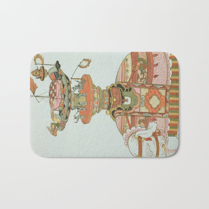 Mechanical Elephant with Festival Barge and Korean Musicians by Komatsuya Hyakki Bath Mat Gallery Image 1