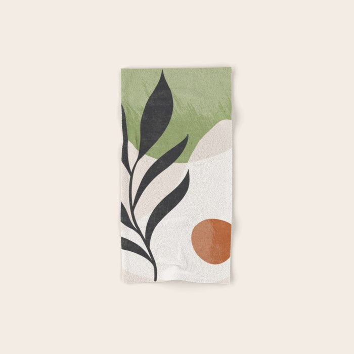 Minimal Abstract Art Plant Bath Towel Gallery Image 1