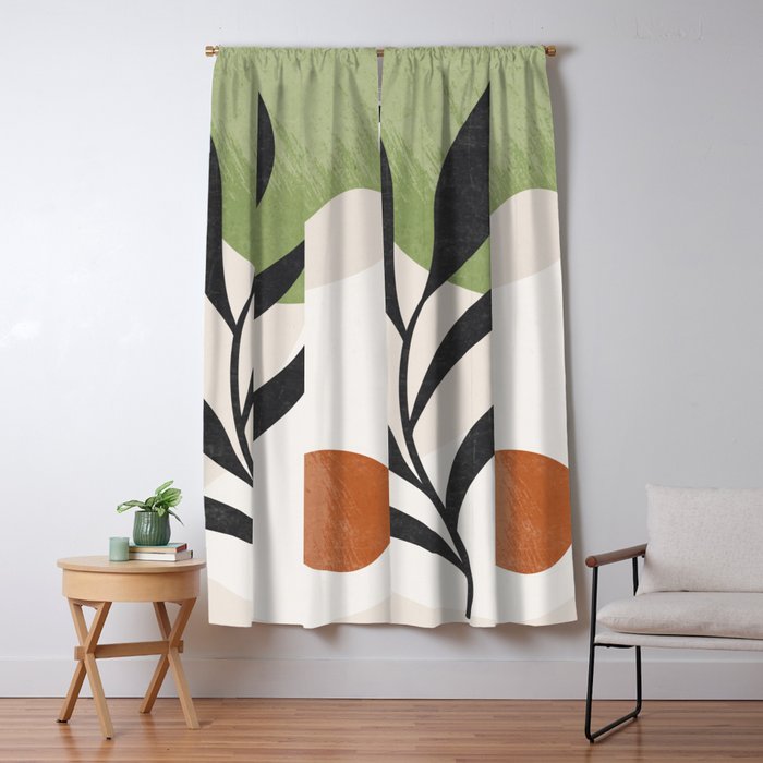 Minimal Abstract Art Plant Window Curtain Gallery Image 5