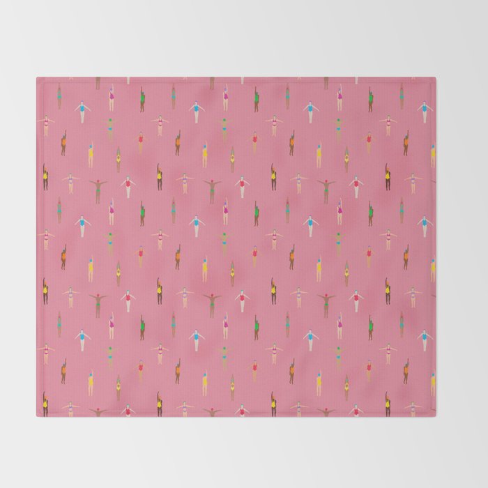 Swimmers in a Sea of Pink Throw Blanket Gallery Image 2