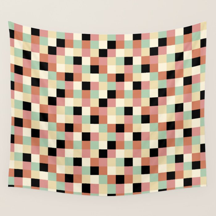 Bold Retro Checks Pattern - Small XXXIV Wall Tapestry Gallery Image 4
