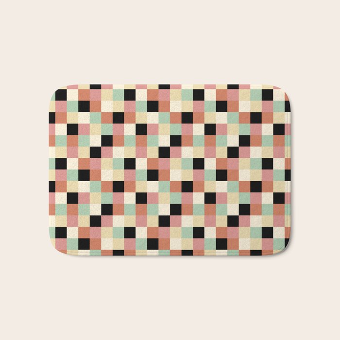 Bold Retro Checks Pattern - Small XXXIV Bath Mat Gallery Image 1