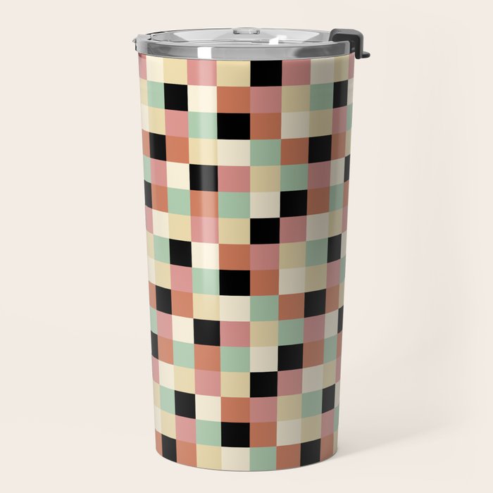 Bold Retro Checks Pattern - Small XXXIV Travel Mug Gallery Image 2