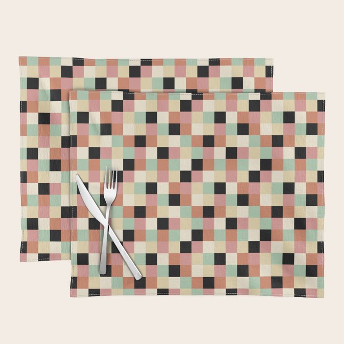 Bold Retro Checks Pattern - Small XXXIV Placemat Gallery Image 1