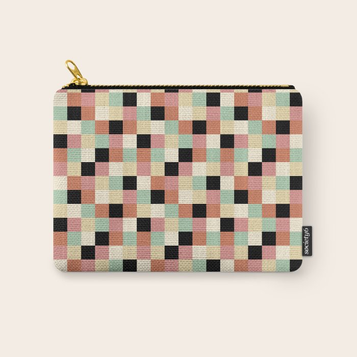 Bold Retro Checks Pattern - Small XXXIV Carry All Pouch Gallery Image 1