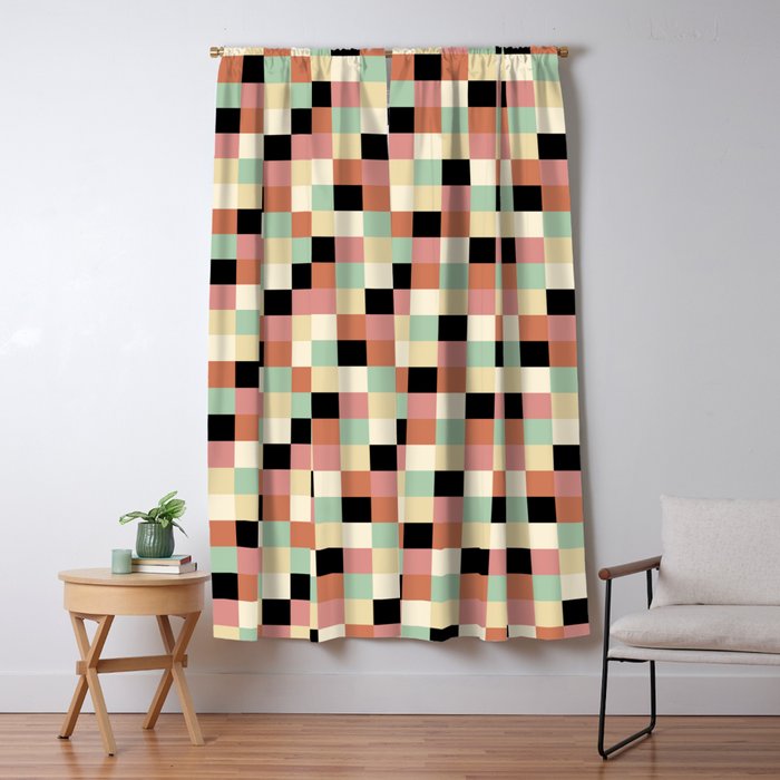 Bold Retro Checks Pattern - Small XXXIV Window Curtain Gallery Image 1