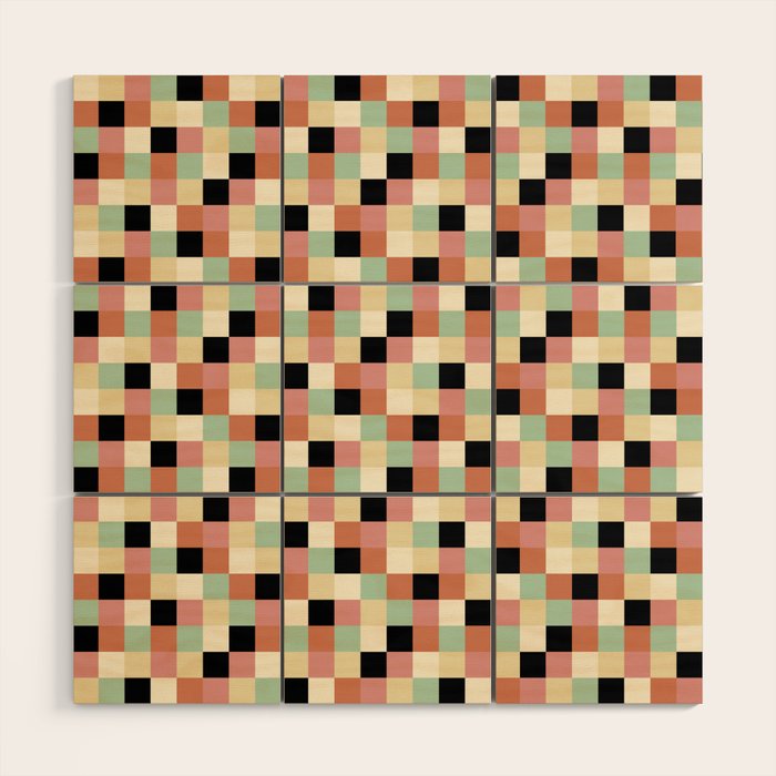 Bold Retro Checks Pattern - Small XXXIV Wood Wall Art Gallery Image 1