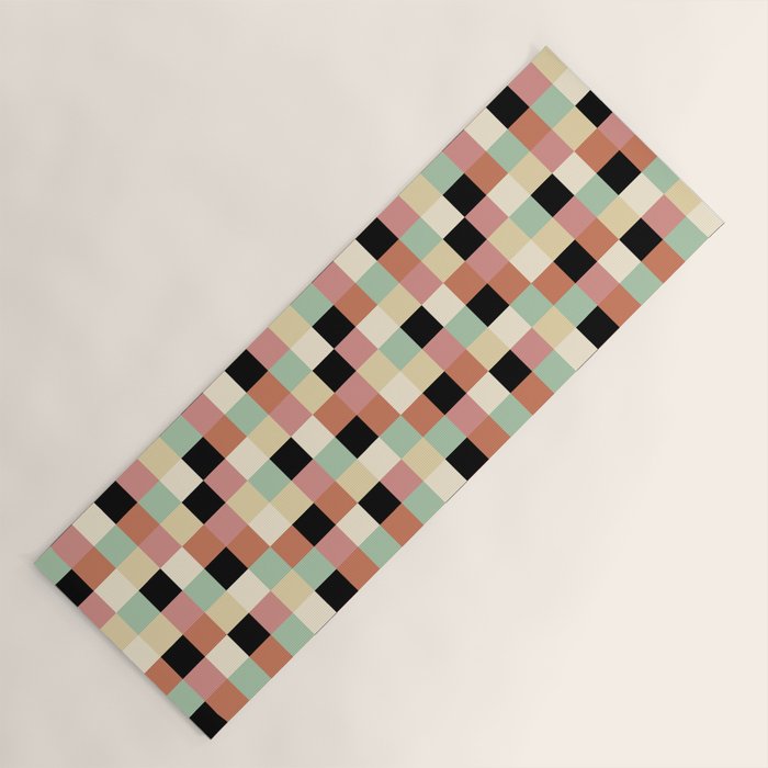 Bold Retro Checks Pattern - Small XXXIV Yoga Mat Gallery Image 1