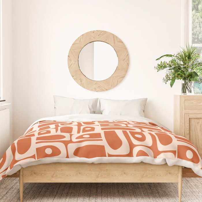 Mid Century Modern Piquet Abstract Multi Pattern in Spiced Orange Duvet Cover Gallery Image 3