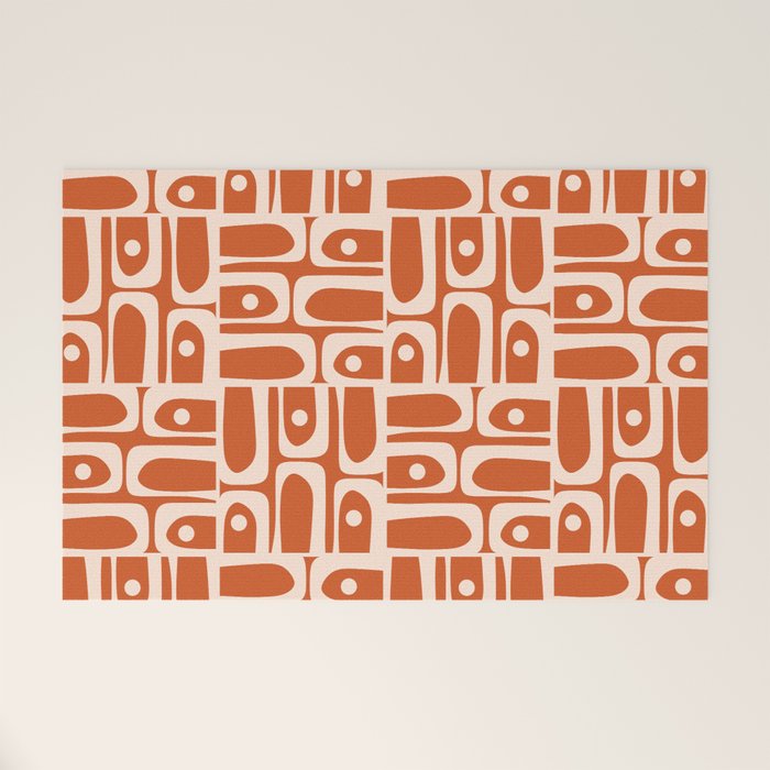 Mid Century Modern Piquet Abstract Multi Pattern in Spiced Orange Welcome Mat Gallery Image 1