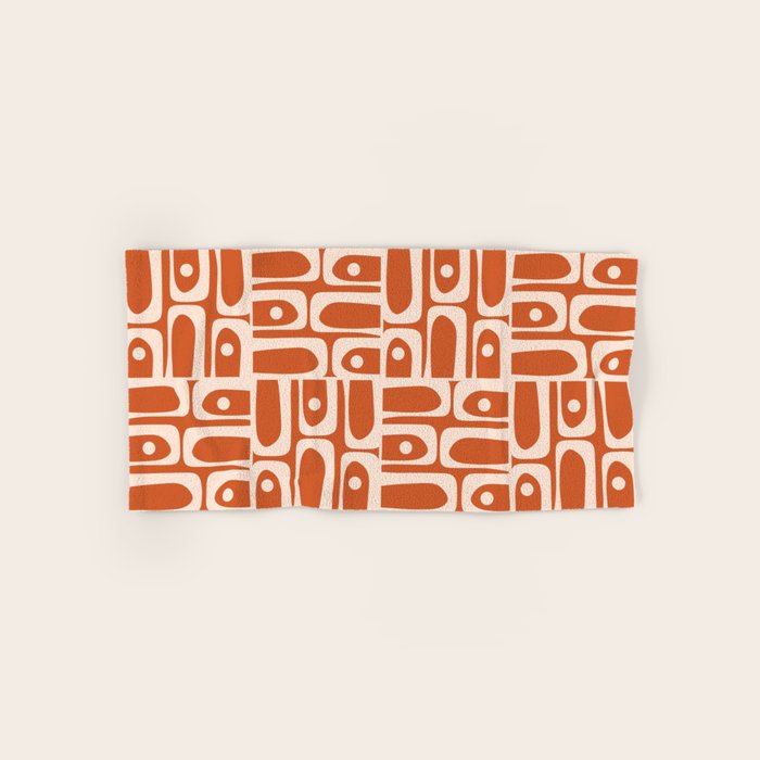 Mid Century Modern Piquet Abstract Multi Pattern in Spiced Orange Bath Towel Gallery Image 1