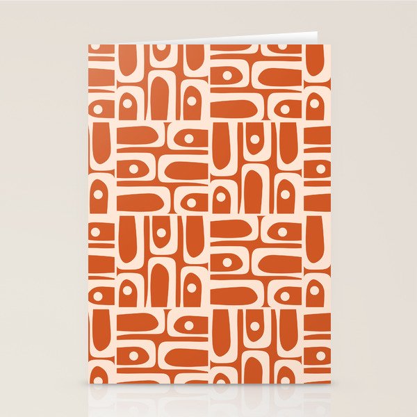 Mid Century Modern Piquet Abstract Multi Pattern in Spiced Orange Stationery Card Gallery Image 2