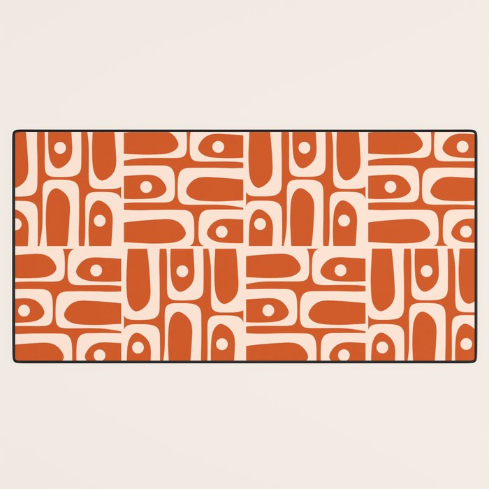 Mid Century Modern Piquet Abstract Multi Pattern in Spiced Orange Desk Mat Gallery Image 3
