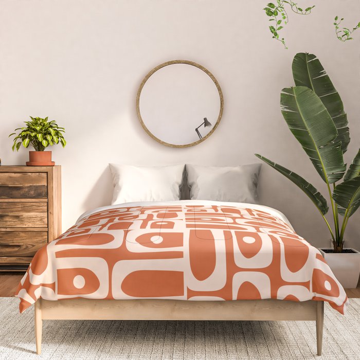 Mid Century Modern Piquet Abstract Multi Pattern in Spiced Orange Comforter Gallery Image 3
