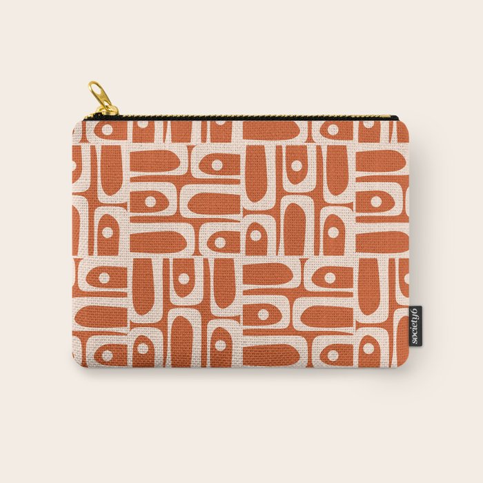 Mid Century Modern Piquet Abstract Multi Pattern in Spiced Orange Carry All Pouch Gallery Image 1