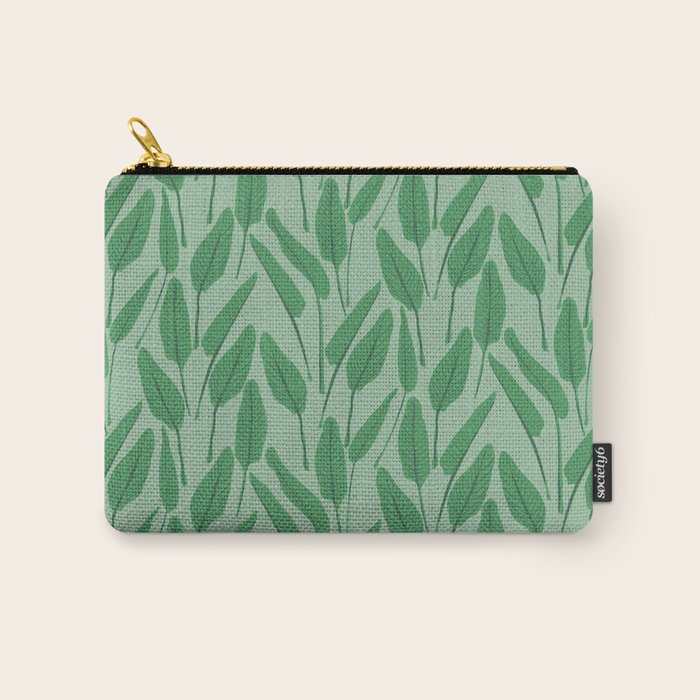 Tropical leaf pattern in cool greens Carry All Pouch Gallery Image 1