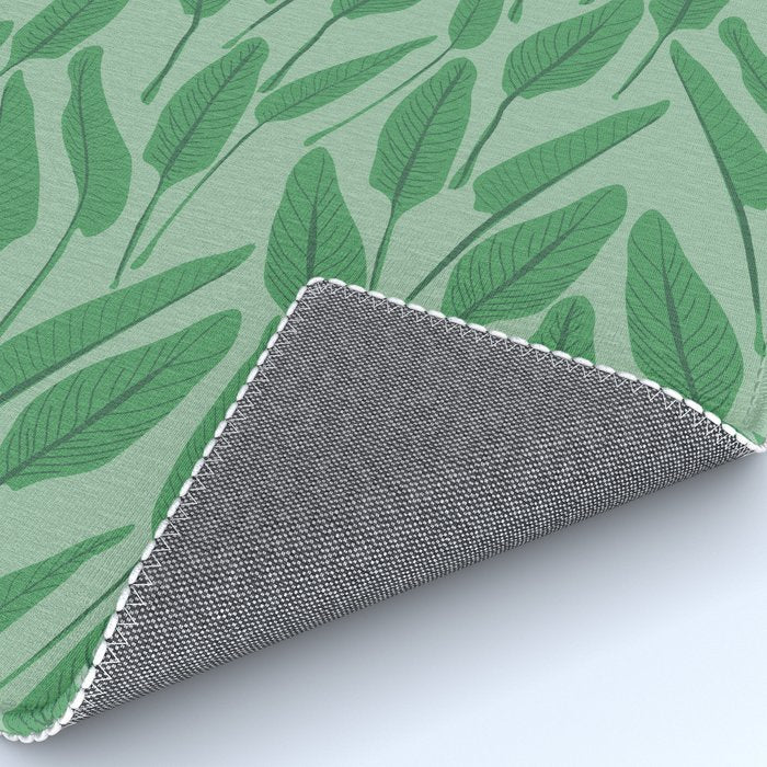 Tropical leaf pattern in cool greens Rug Gallery Image 4
