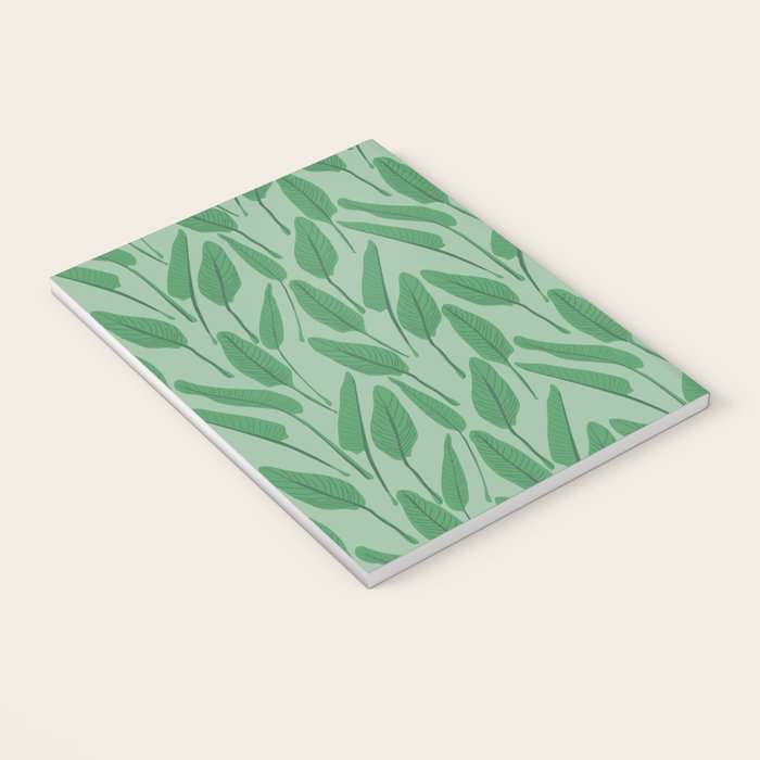 Tropical leaf pattern in cool greens Notebook Gallery Image 3