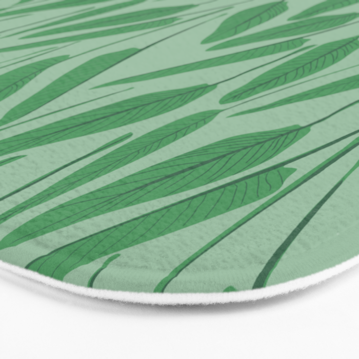 Tropical leaf pattern in cool greens Bath Mat Gallery Image 3
