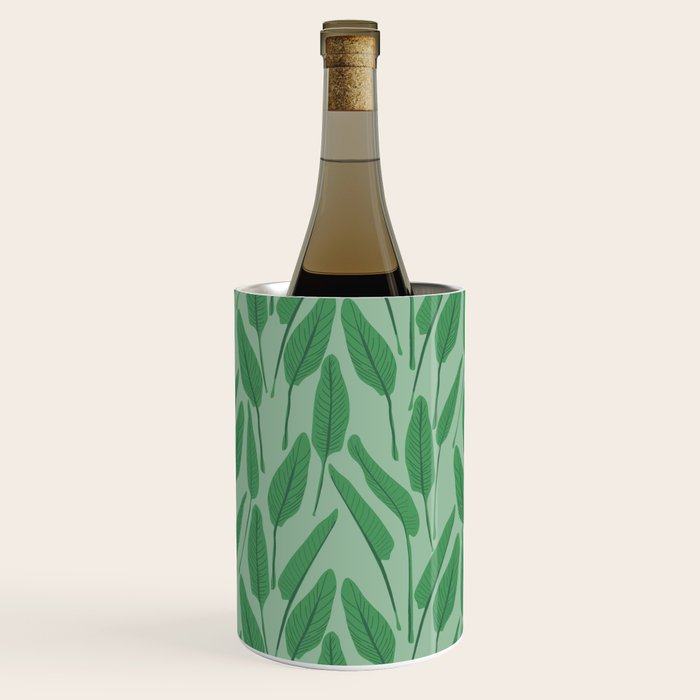 Tropical leaf pattern in cool greens Wine Chiller Gallery Image 3