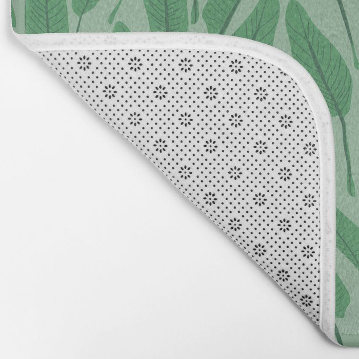 Tropical leaf pattern in cool greens Bath Mat Gallery Image 2