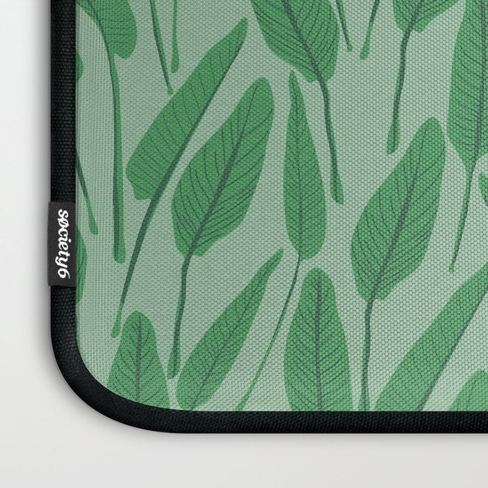 Tropical leaf pattern in cool greens Laptop Sleeve Gallery Image 3