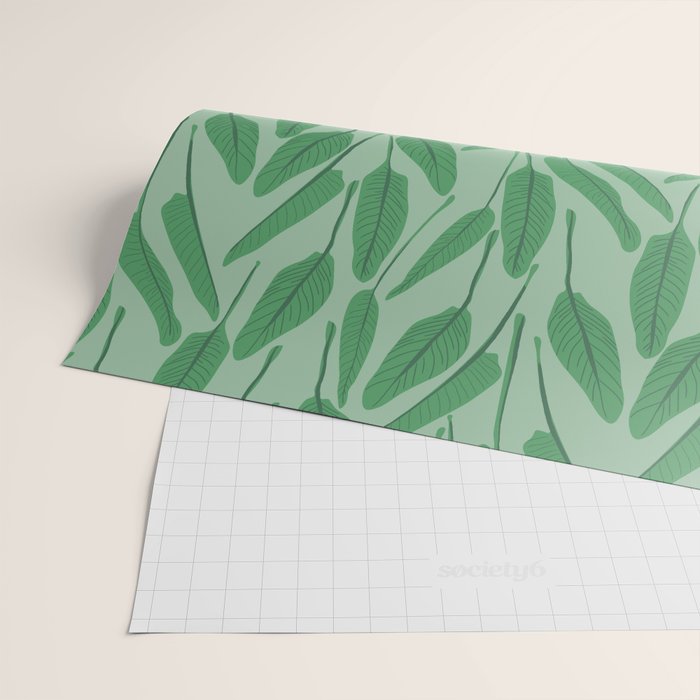 Tropical leaf pattern in cool greens Wrapping Paper Gallery Image 2