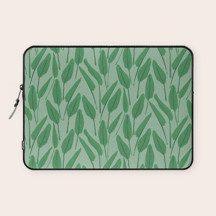 Tropical leaf pattern in cool greens Laptop Sleeve Gallery Image 1