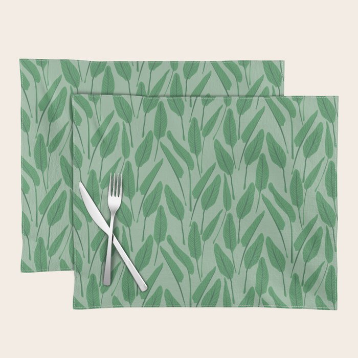 Tropical leaf pattern in cool greens Placemat Gallery Image 1