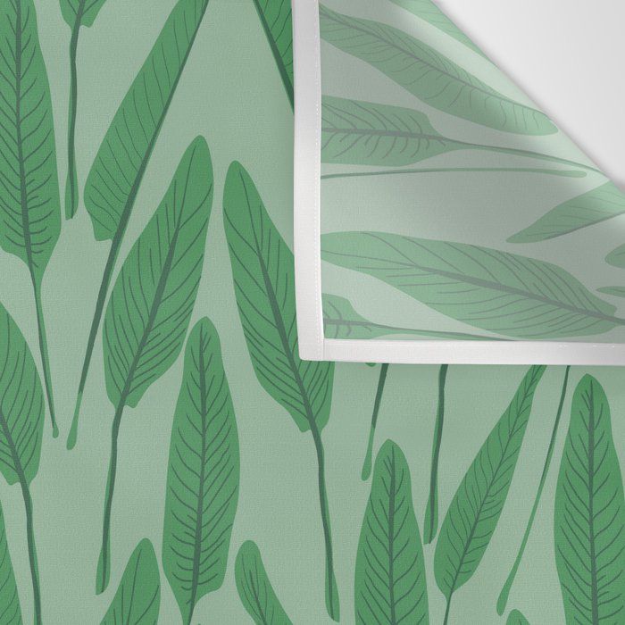 Tropical leaf pattern in cool greens Wall Tapestry Gallery Image 3