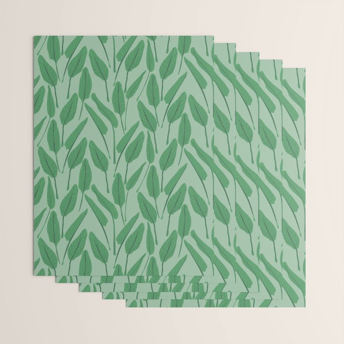 Tropical leaf pattern in cool greens Wrapping Paper Gallery Image 3