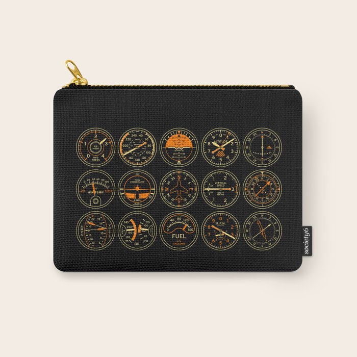 Aircraft Flight Instruments - Full Black Carry All Pouch Gallery Image 1
