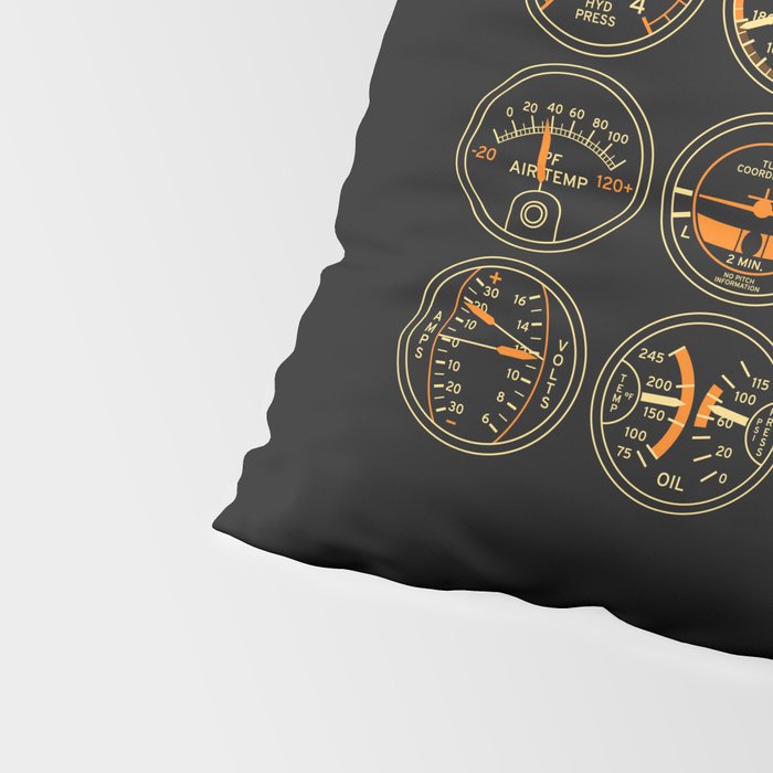 Aircraft Flight Instruments - Full Black Pillow Sham Gallery Image 4