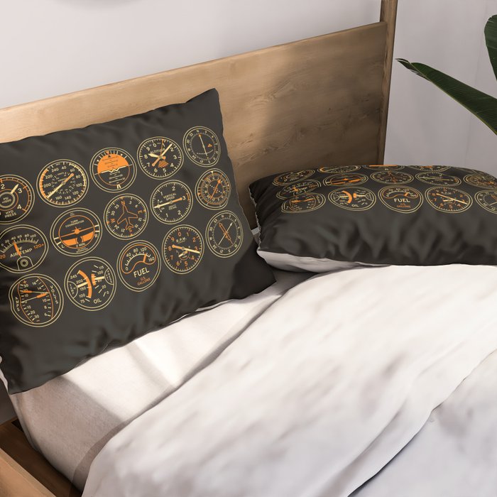 Aircraft Flight Instruments - Full Black Pillow Sham Gallery Image 2