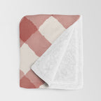Hand Painted Red Festive Gingham Theme Throw Blanket Gallery Image 3