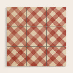 Hand Painted Red Festive Gingham Theme Wood Wall Art Gallery Image 1