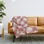 Hand Painted Red Festive Gingham Theme Throw Blanket Gallery Image 1