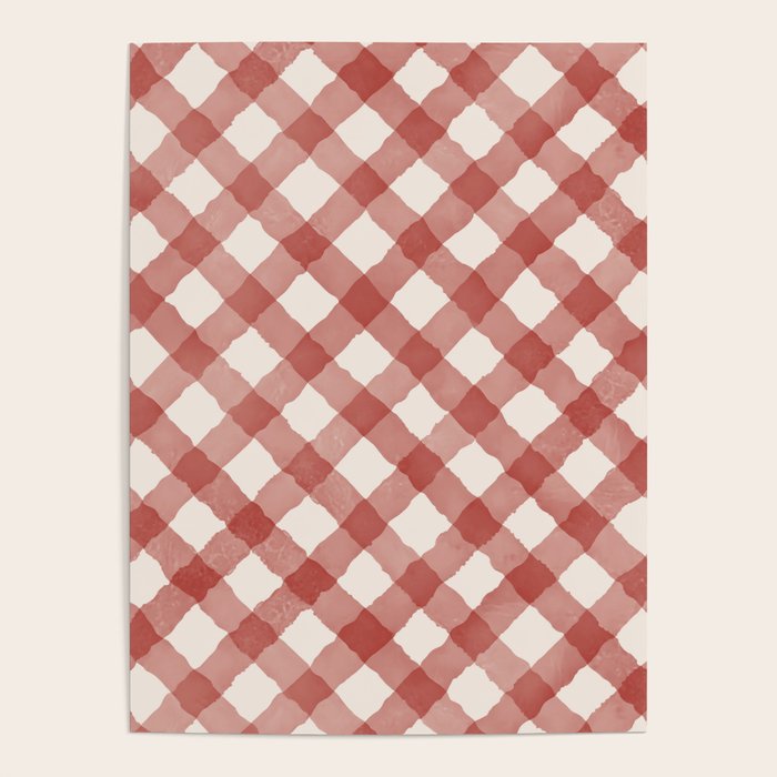 Hand Painted Red Festive Gingham Theme Poster Gallery Image 4