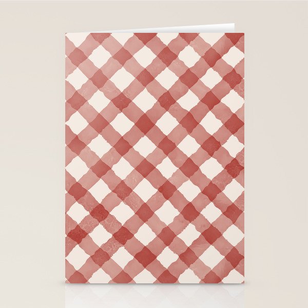 Hand Painted Red Festive Gingham Theme Stationery Card Gallery Image 2