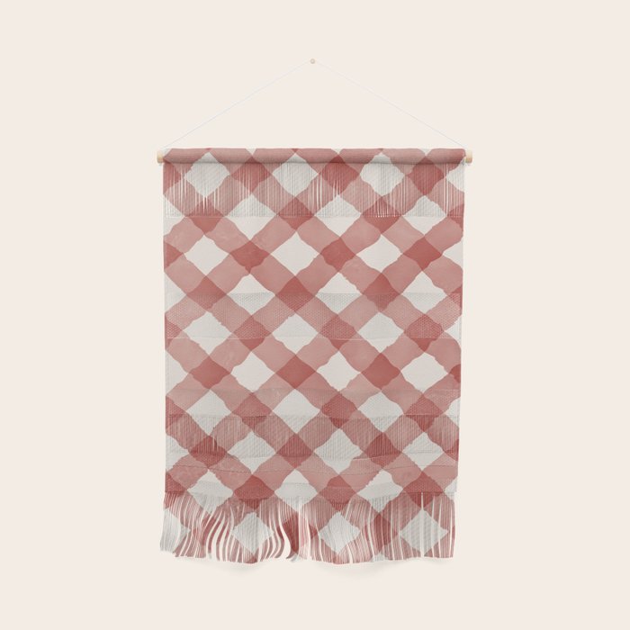 Hand Painted Red Festive Gingham Theme Wall Hanging Gallery Image 1
