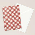Hand Painted Red Festive Gingham Theme Stationery Card Gallery Image 2
