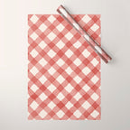 Hand Painted Red Festive Gingham Theme Wrapping Paper Gallery Image 1
