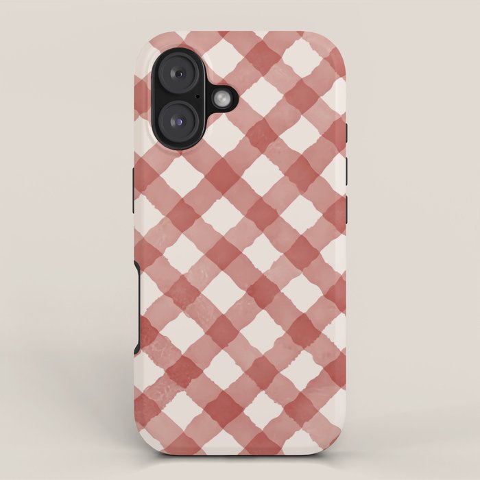 Hand Painted Red Festive Gingham Theme iPhone Case Gallery Image 1